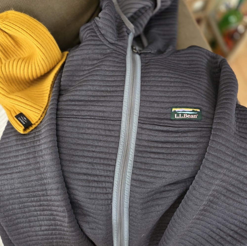 LL Bean Airlight Lightweight Zip Hoodie With Hood Grey